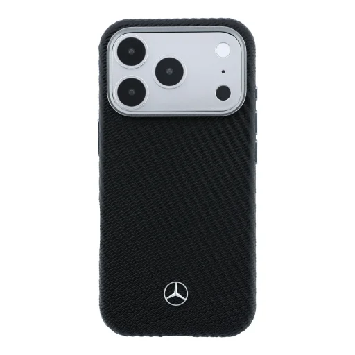 Mercedes PU bőr Semi Wrap MagSafe tok iPhone 17 Pro Max-hoz fekete - 3