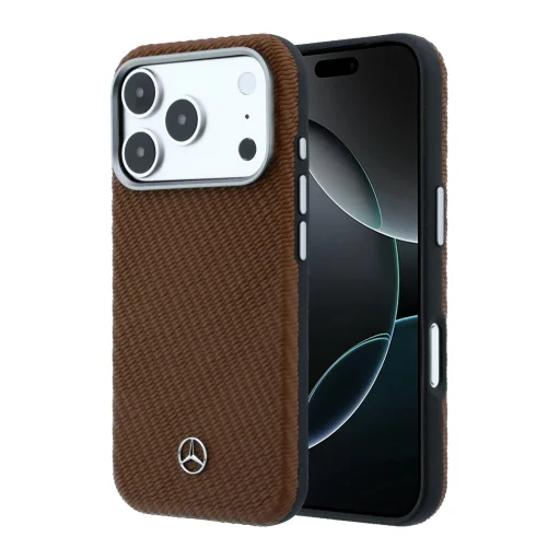 Mercedes PU bőr félborítású MagSafe tok iPhone 17 Pro Max-hoz Camel - 1