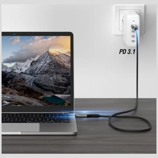 4smarts DigitCord 240W 1,5 m USB4 fekete Type-C USB kábel - 3