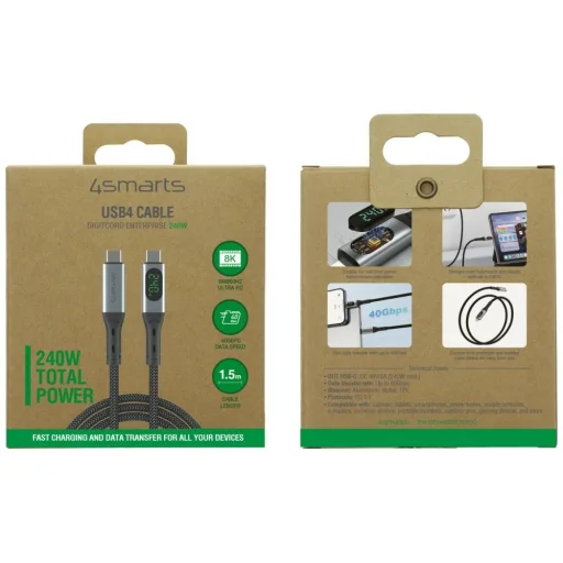 4smarts DigitCord 240W 1,5 m USB4 fekete Type-C USB kábel - 5