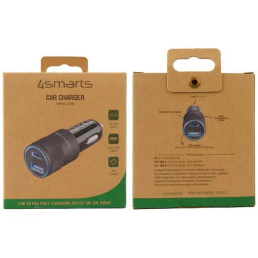 4smarts Charger Rapid+ 27W Quick Charge PD autonabíjačka čierna a sivá - 4
