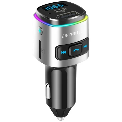 4smarts Media&Assist 2 FM Bluetooth autós töltő multimédiás bemenettel és kihangosító funkcióval ezüst - 1