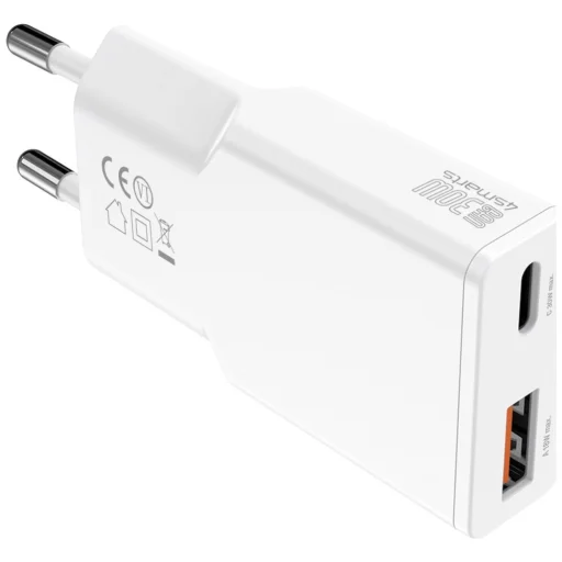 4smarts PDPlug Duos Slim 30W GaN USB-C, USB-A sieťový nabíjací adaptér biely - 2