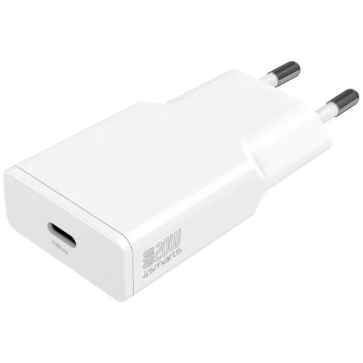4smarts PDPlug Slim 20W GaN USB-C sieťový nabíjací adaptér + 1,5 m USB-C kábel biely - 1