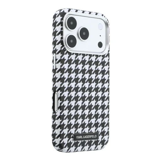 Čierny kryt Karl Lagerfeld PU Houndstooth Resin Plate MagSafe pre iPhone 17 Pro - 4