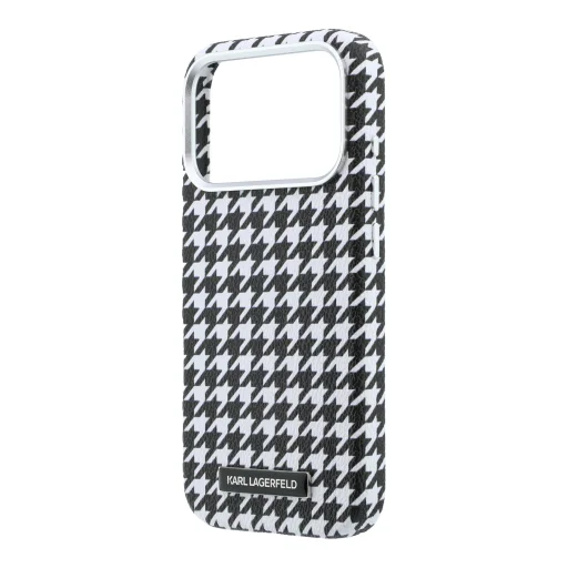 Čierny kryt Karl Lagerfeld PU Houndstooth Resin Plate MagSafe pre iPhone 17 Pro - 5