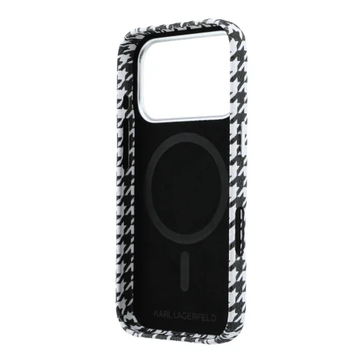 Čierny kryt Karl Lagerfeld PU Houndstooth Resin Plate MagSafe pre iPhone 17 Pro - 6