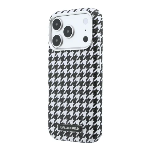 Čierny kryt Karl Lagerfeld PU Houndstooth Resin Plate MagSafe pre iPhone 17 Pro - 2