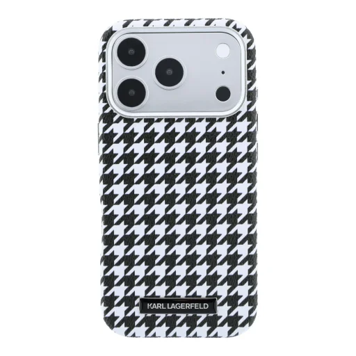 Čierny kryt Karl Lagerfeld PU Houndstooth Resin Plate MagSafe pre iPhone 17 Pro - 3