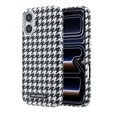 iPhone 17 čierny kryt Karl Lagerfeld PU Houndstooth Resin Plate MagSafe