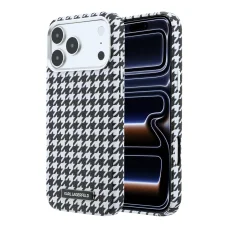 iPhone 17 Pro Max čierne puzdro Karl Lagerfeld PU pepitový vzor Resin Plate MagSafe