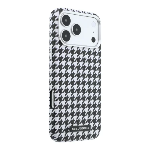 iPhone 17 Pro Max čierne puzdro Karl Lagerfeld PU pepitový vzor Resin Plate MagSafe - 4