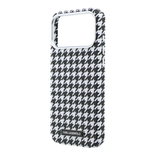 iPhone 17 Pro Max čierne puzdro Karl Lagerfeld PU pepitový vzor Resin Plate MagSafe - 5