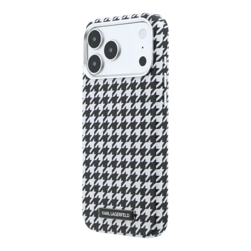iPhone 17 Pro Max čierne puzdro Karl Lagerfeld PU pepitový vzor Resin Plate MagSafe - 2