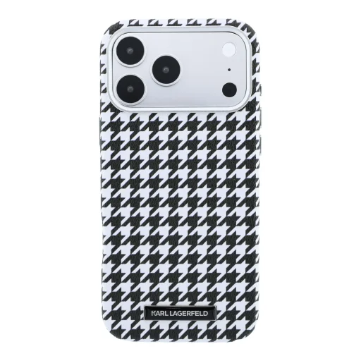 iPhone 17 Pro Max čierne puzdro Karl Lagerfeld PU pepitový vzor Resin Plate MagSafe - 3