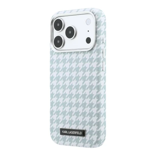 Modrý kryt Karl Lagerfeld PU Houndstooth Resin Plate MagSafe pre iPhone 17 Pro - 2