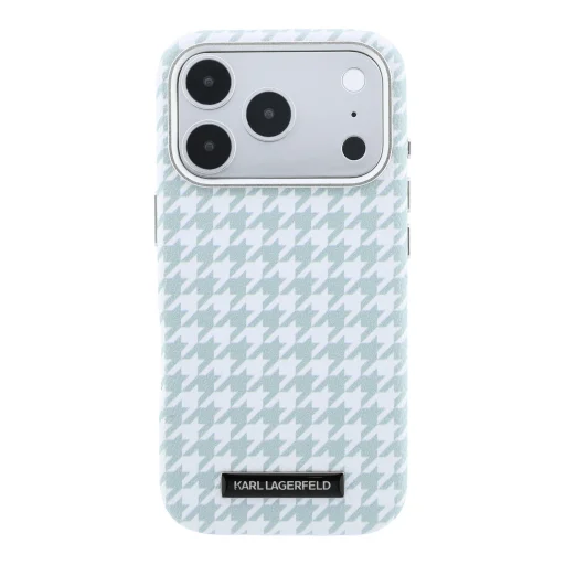 Modrý kryt Karl Lagerfeld PU Houndstooth Resin Plate MagSafe pre iPhone 17 Pro - 3