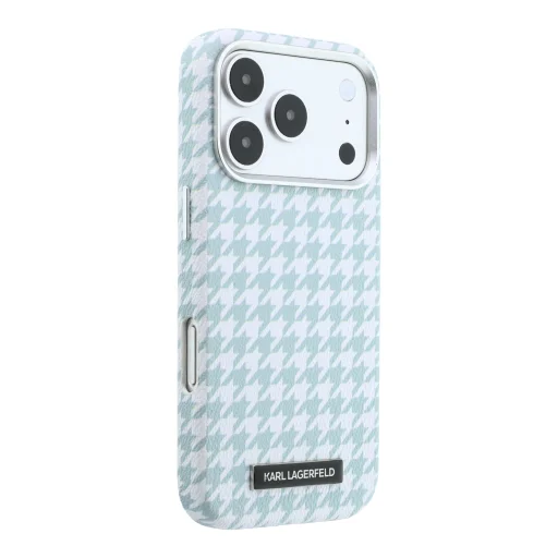 Modrý kryt Karl Lagerfeld PU Houndstooth Resin Plate MagSafe pre iPhone 17 Pro - 4