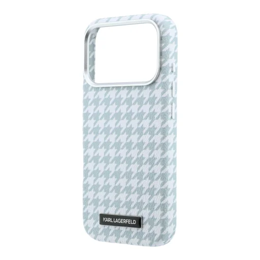 Modrý kryt Karl Lagerfeld PU Houndstooth Resin Plate MagSafe pre iPhone 17 Pro - 5