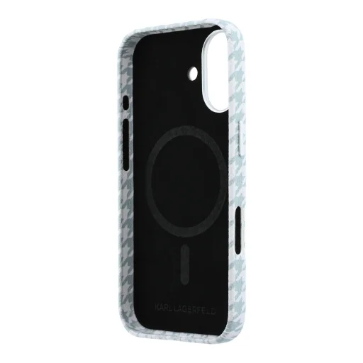 iPhone 17 modrý Karl Lagerfeld PU Houndstooth Resin Plate MagSafe kryt - 11
