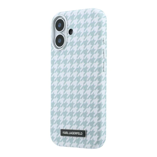 iPhone 17 modrý Karl Lagerfeld PU Houndstooth Resin Plate MagSafe kryt - 3