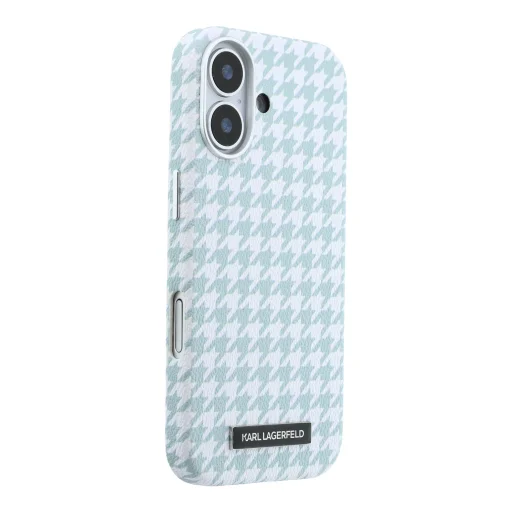 iPhone 17 modrý Karl Lagerfeld PU Houndstooth Resin Plate MagSafe kryt - 7