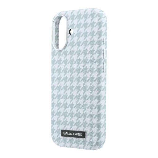 iPhone 17 modrý Karl Lagerfeld PU Houndstooth Resin Plate MagSafe kryt - 9