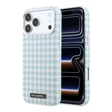  Apple iPhone 17 Pro Max kék Karl Lagerfeld PU Houndstooth Resin Plate MagSafe tok