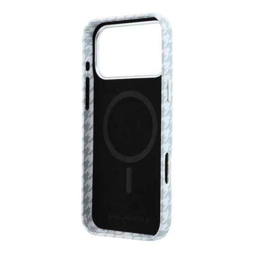 Karl Lagerfeld PU Houndstooth Resin Plate MagSafe puzdro pre Apple iPhone 17 Pro Max modré - 12