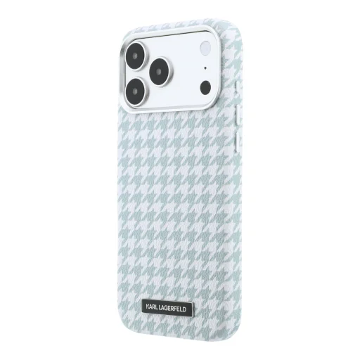 Karl Lagerfeld PU Houndstooth Resin Plate MagSafe puzdro pre Apple iPhone 17 Pro Max modré - 4