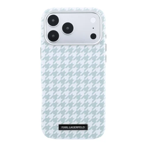 Karl Lagerfeld PU Houndstooth Resin Plate MagSafe puzdro pre Apple iPhone 17 Pro Max modré - 6