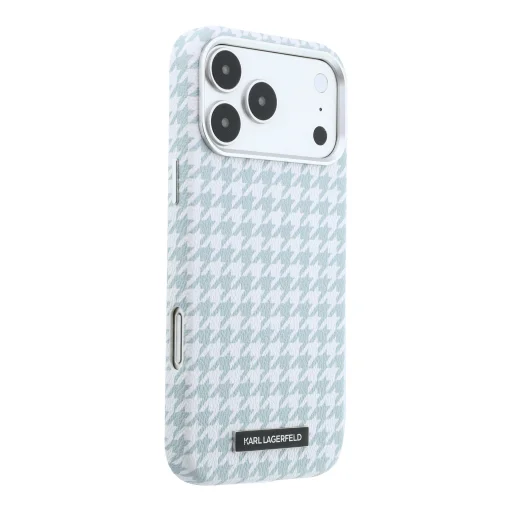 Karl Lagerfeld PU Houndstooth Resin Plate MagSafe puzdro pre Apple iPhone 17 Pro Max modré - 8