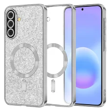 Samsung Galaxy A57 5G strieborné puzdro Techsuit Luxury Glitter MagSafe
