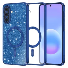Samsung Galaxy A57 5G Tmavomodrý Techsuit - Luxusný trblietavý MagSafe obal