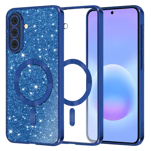 Samsung Galaxy A57 5G Tmavomodrý Techsuit - Luxusný trblietavý MagSafe obal - 1