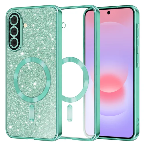 Samsung Galaxy A37 5G Világos Zöld Techsuit Luxus Csillámos MagSafe Tok - 1