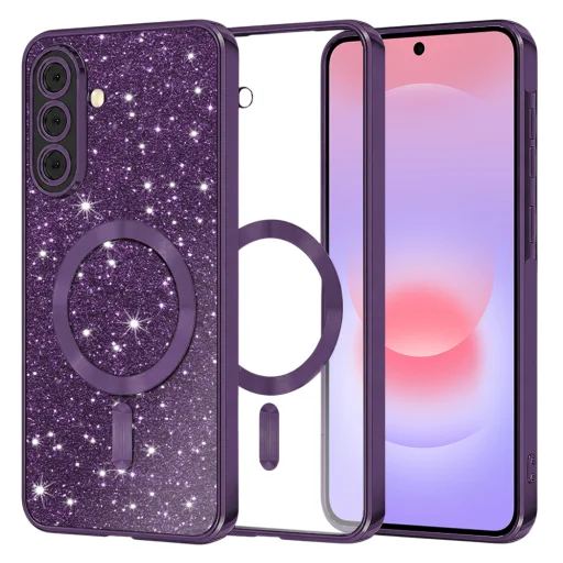 Samsung Galaxy A37 5G tmavofialové puzdro Techsuit Luxury Glitter MagSafe - 1