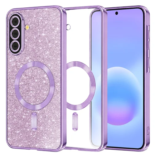 Samsung Galaxy A57 5G svetlofialové Techsuit Luxury Glitter MagSafe puzdro - 1