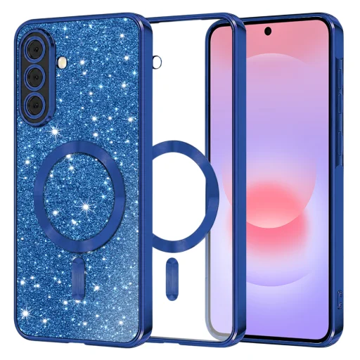 Samsung Galaxy A37 5G tmavomodrý Techsuit luxusný trblietavý MagSafe obal - 1