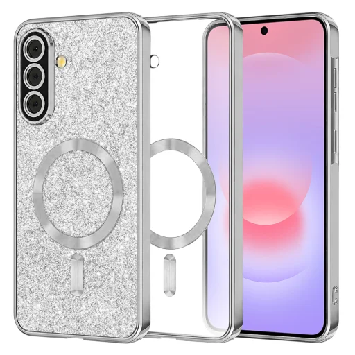Samsung Galaxy A37 Ezüst Techsuit Luxus Csillogó MagSafe tok - 1