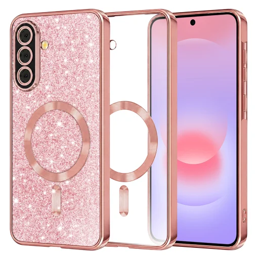 Samsung Galaxy A37 5G Rose Gold Techsuit - Luxury Glitter MagSafe tok - 1