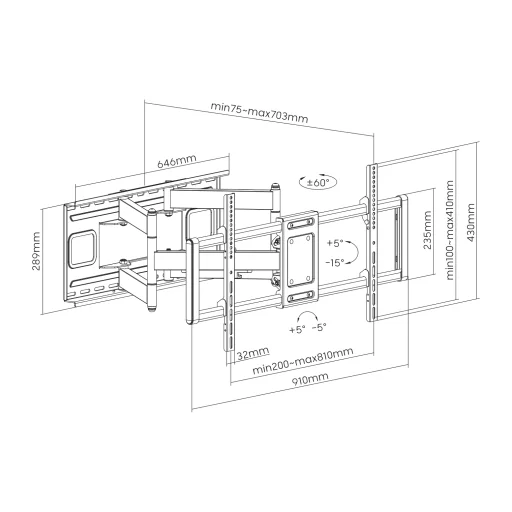 Sbox PLB-7486 (43-100/120kg/800x400) fali TV tartó - 6