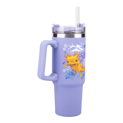 Paladone Minecraft lila 900 ml-es szigetelt pohár szívószállal - 3