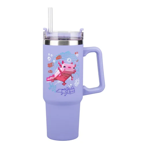 Paladone Minecraft lila 900 ml-es szigetelt pohár szívószállal - 4