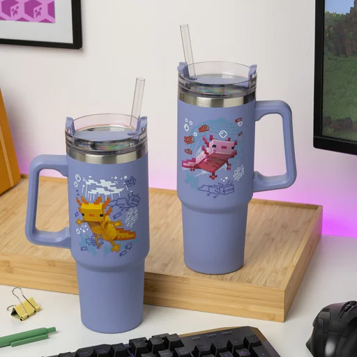 Paladone Minecraft lila 900 ml-es szigetelt pohár szívószállal - 5