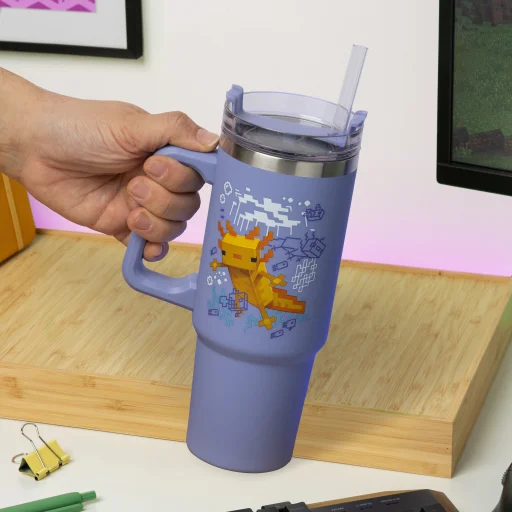 Paladone Minecraft lila 900 ml-es szigetelt pohár szívószállal - 6
