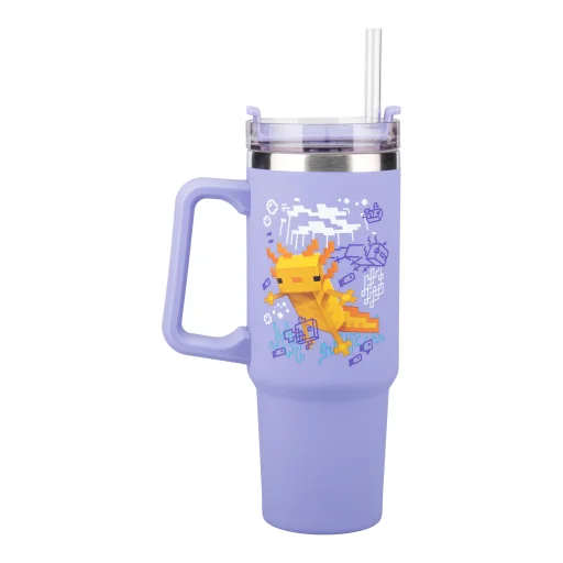 Paladone Minecraft lila 900 ml-es szigetelt pohár szívószállal - 1