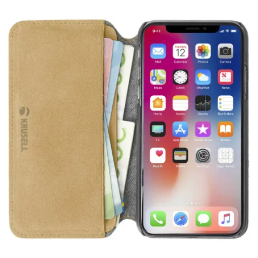 Krusell Broby 4 Card SlimWallet Apple iPhone X/XS koňakové flipové puzdro - 2