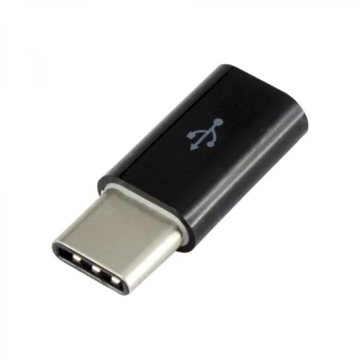 Sbox Micro USB 2.0 samica - USB Type-C samec adaptér čierny - 3
