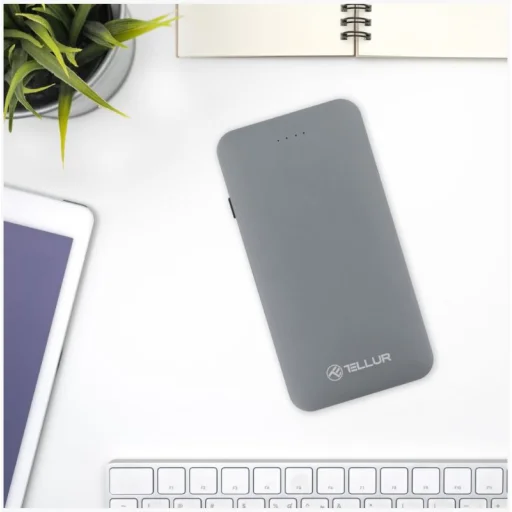 Tellur Power Bank QC 3.0 gyorstöltés, 5000 mAh, 3 az 1-ben, szürke külső akkumulátor - 5